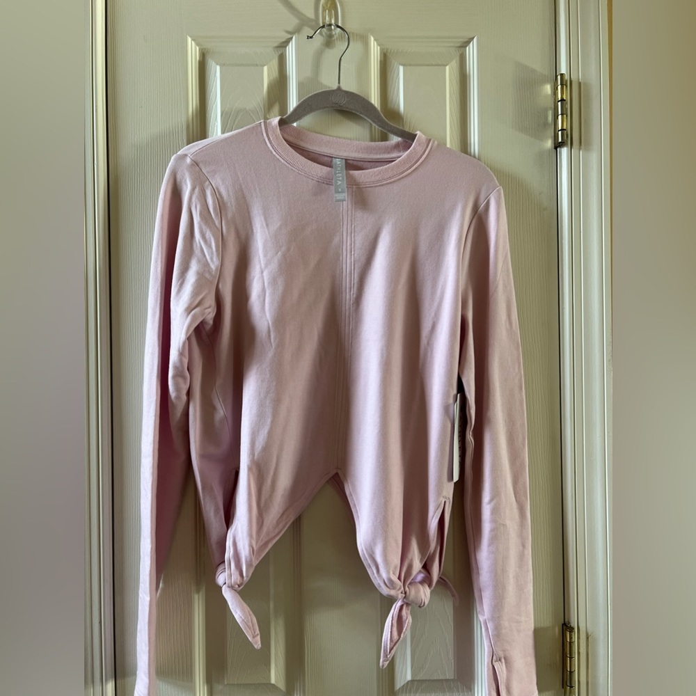 NEW Athleta Samsara Side Tie Sweatshirt Crop Pink